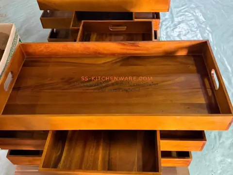 ถาดไม้ทรงสี่เหลี่ยมมีหูจับ หลายขนาดจากโรงงาน
